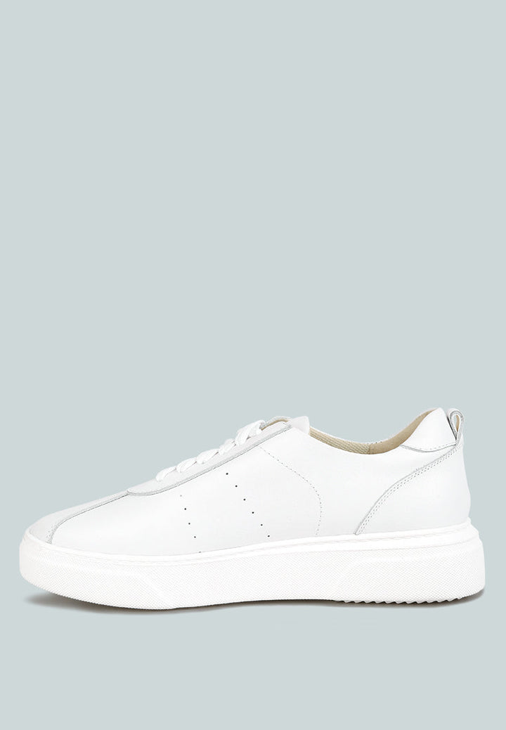 Magull Solid Lace Up Leather Sneakers-3