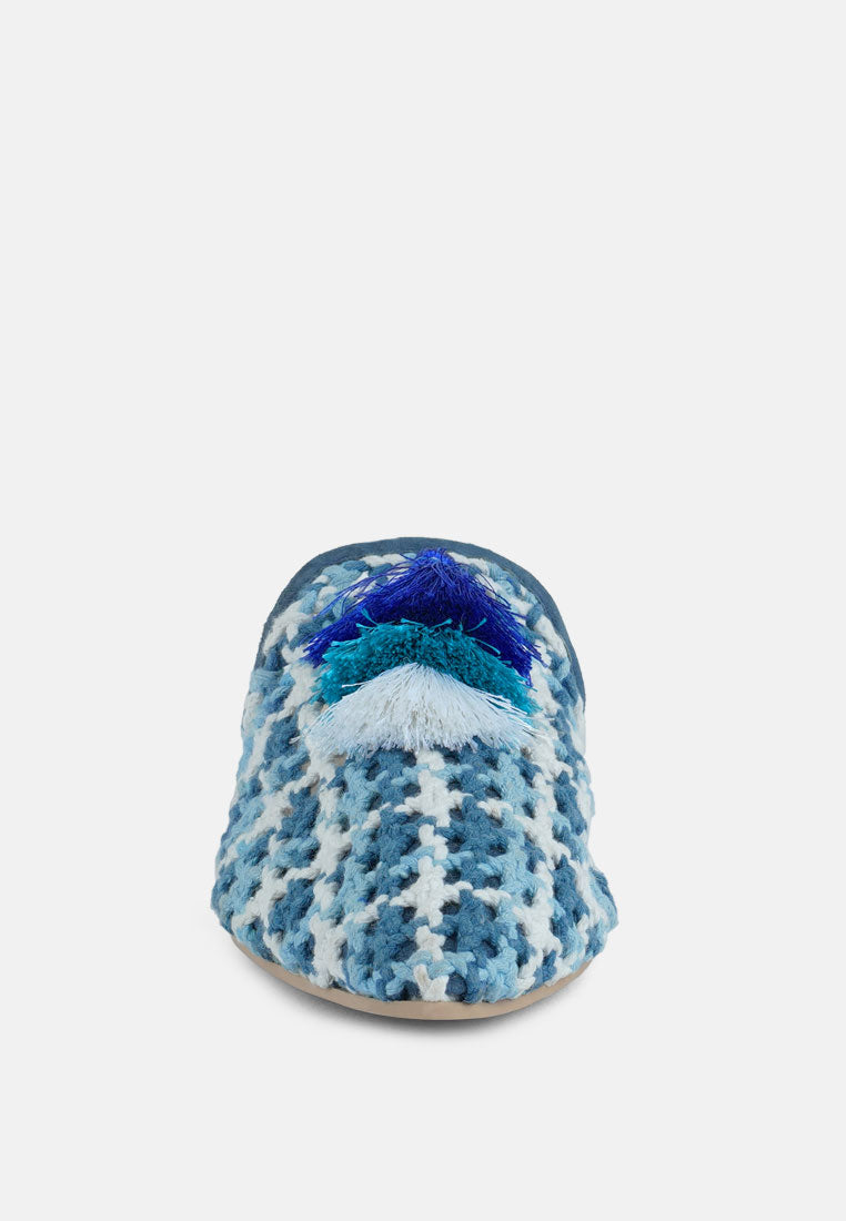Mariana Woven Flat Mules With Tassels-3