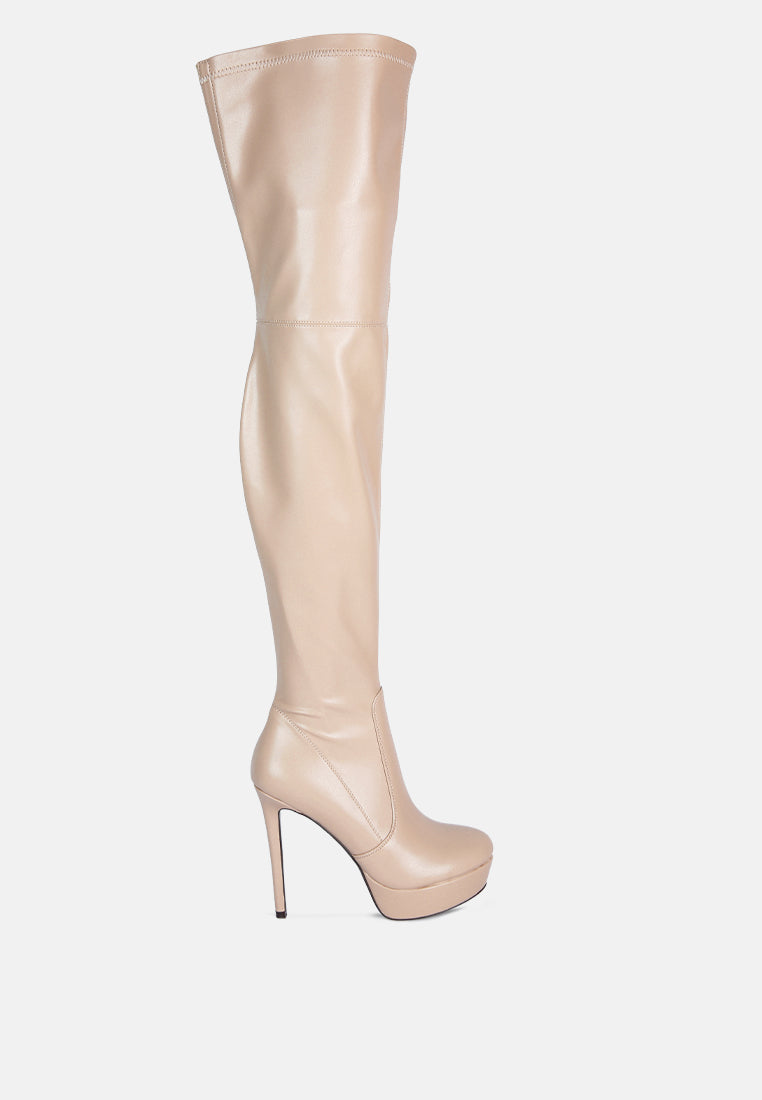 Marvelettes Faux Leather High Heeled Long Boots-0