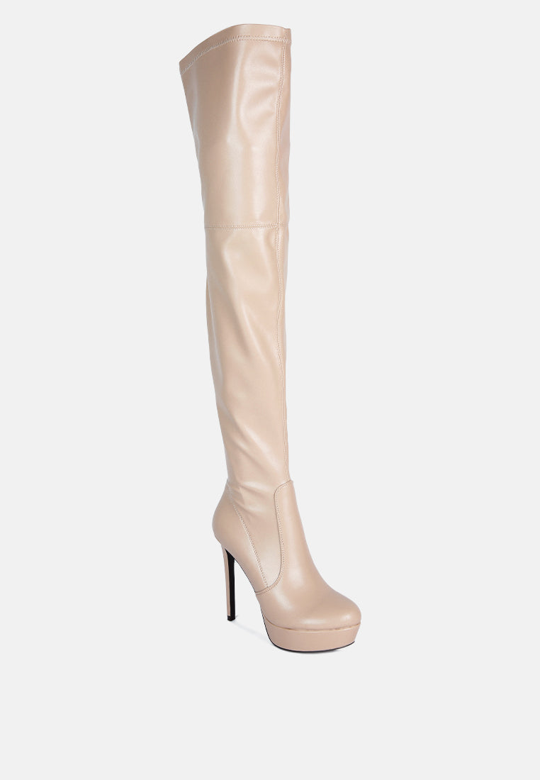 Marvelettes Faux Leather High Heeled Long Boots-1