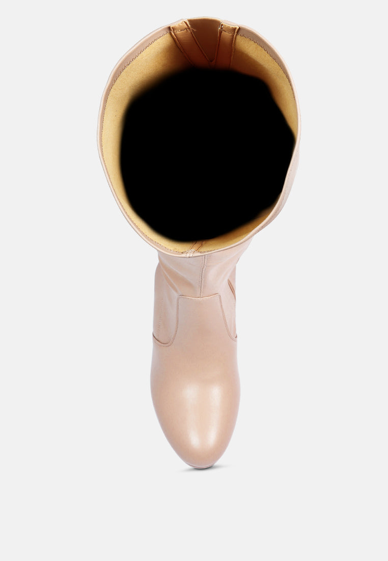 Marvelettes Faux Leather High Heeled Long Boots-3