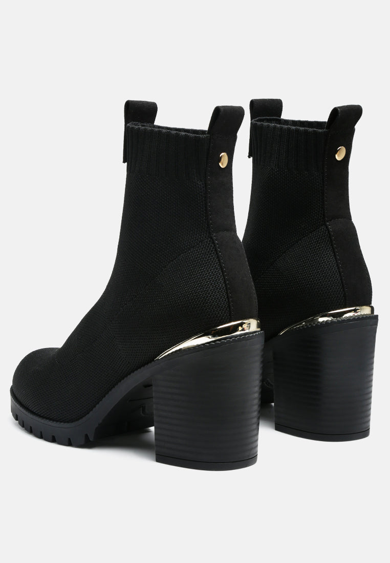 Medusa Knitted Block Heel Ankle Boots-2