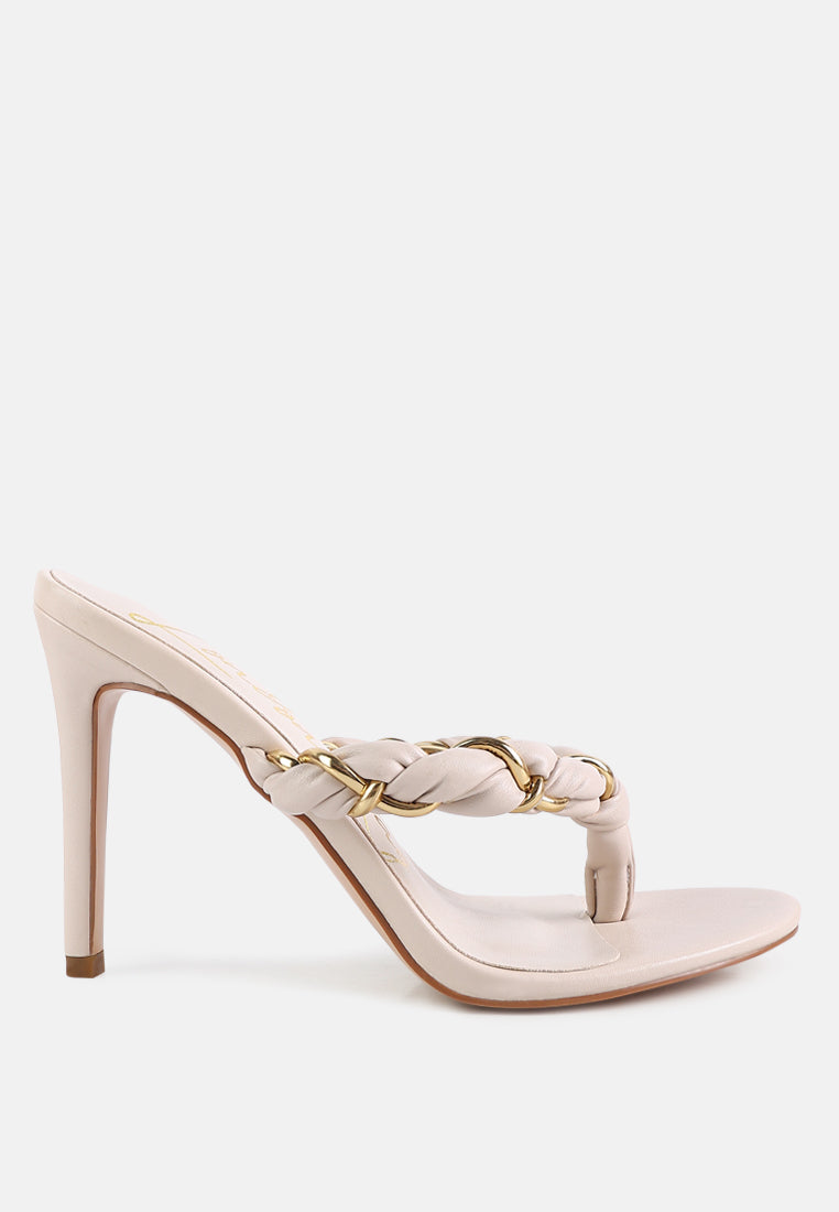 Melodrama Stiletto Heel Braided Thong Sandals-0