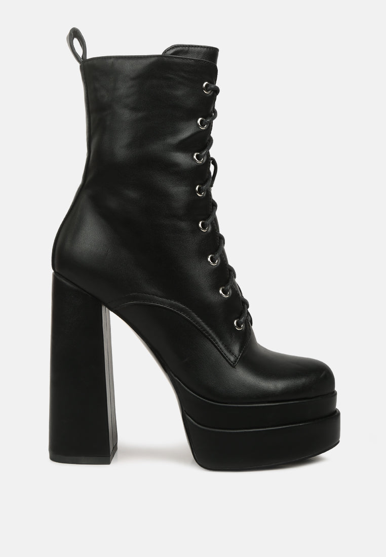 Meows Faux Leather High Heel Platform Ankle Boots-0