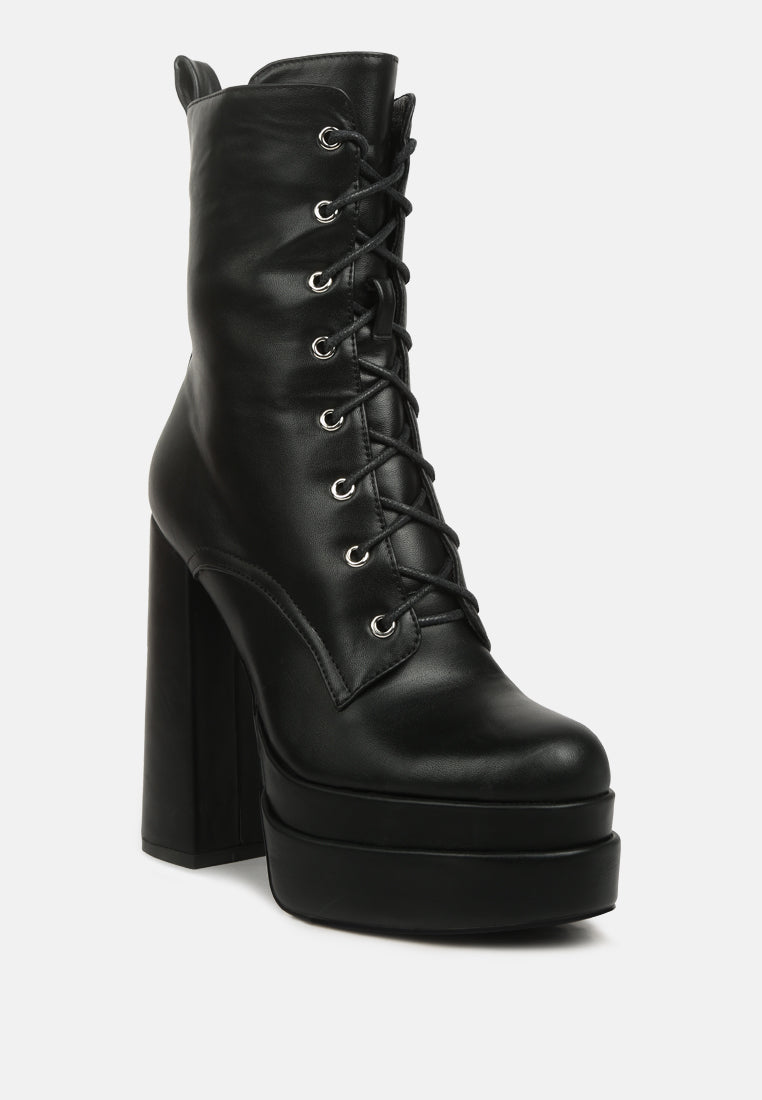 Meows Faux Leather High Heel Platform Ankle Boots-1