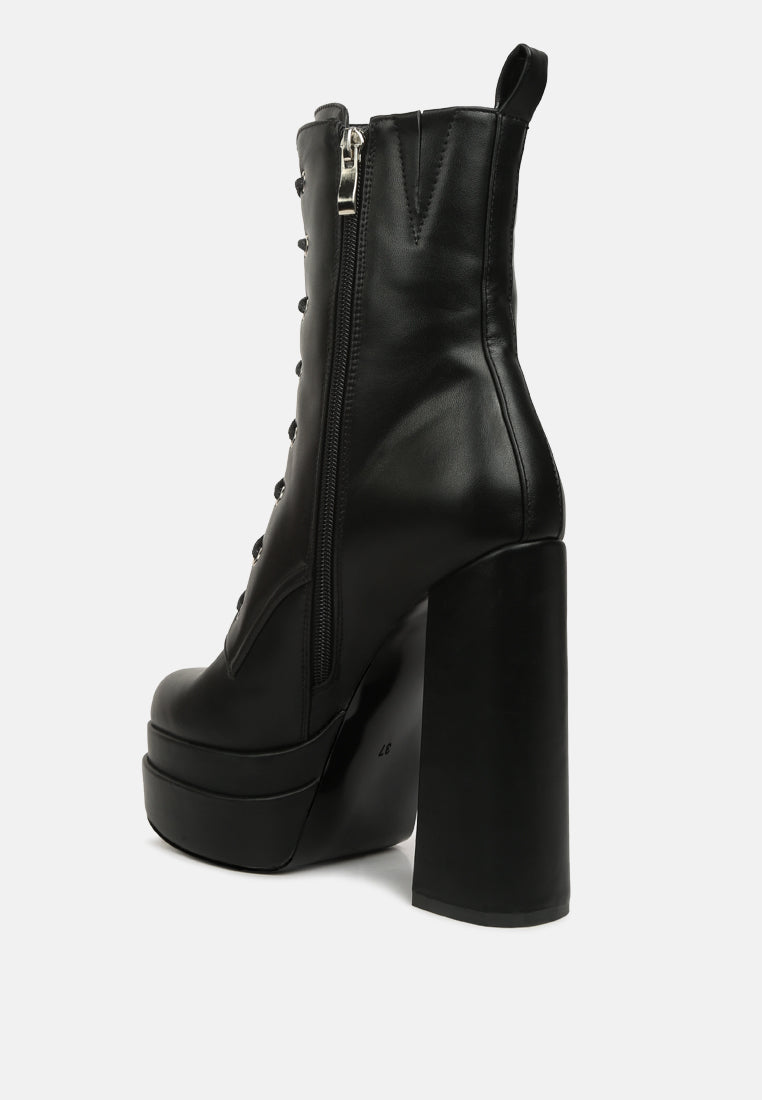 Meows Faux Leather High Heel Platform Ankle Boots-2