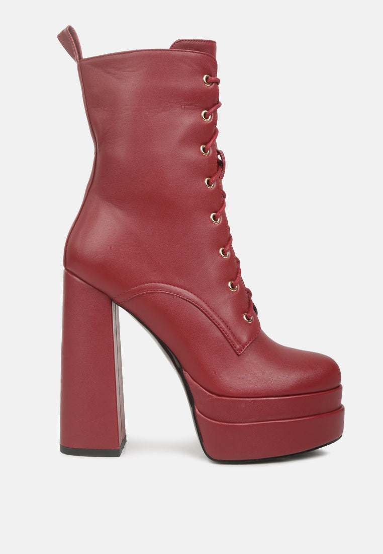 Meows Faux Leather High Heel Platform Ankle Boots-5