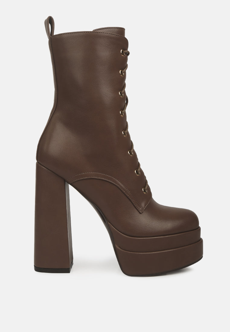Meows Faux Leather High Heel Platform Ankle Boots-6