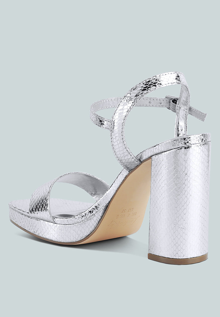 Merengue Textured High Block Heel Sandals-2