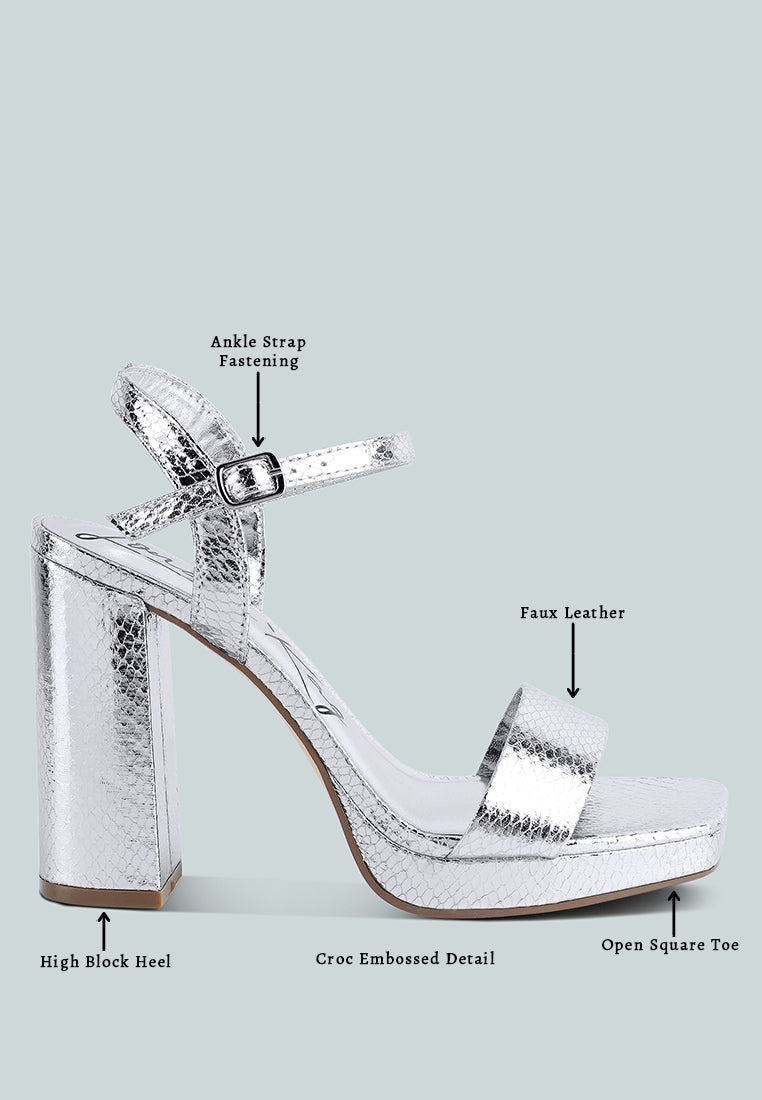 Merengue Textured High Block Heel Sandals-4