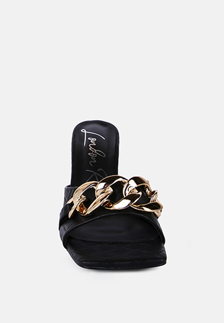 Mermaid Quilted Metallic Chain Embellished Sandals-4