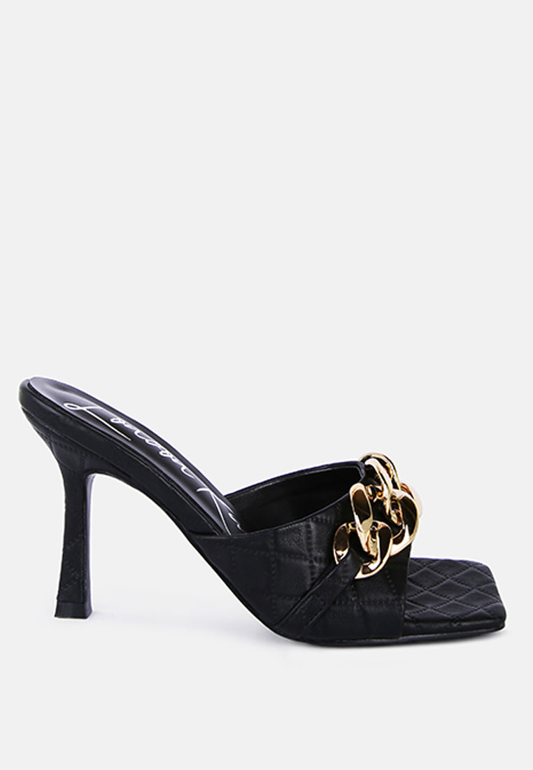 Mermaid Quilted Metallic Chain Embellished Sandals-0