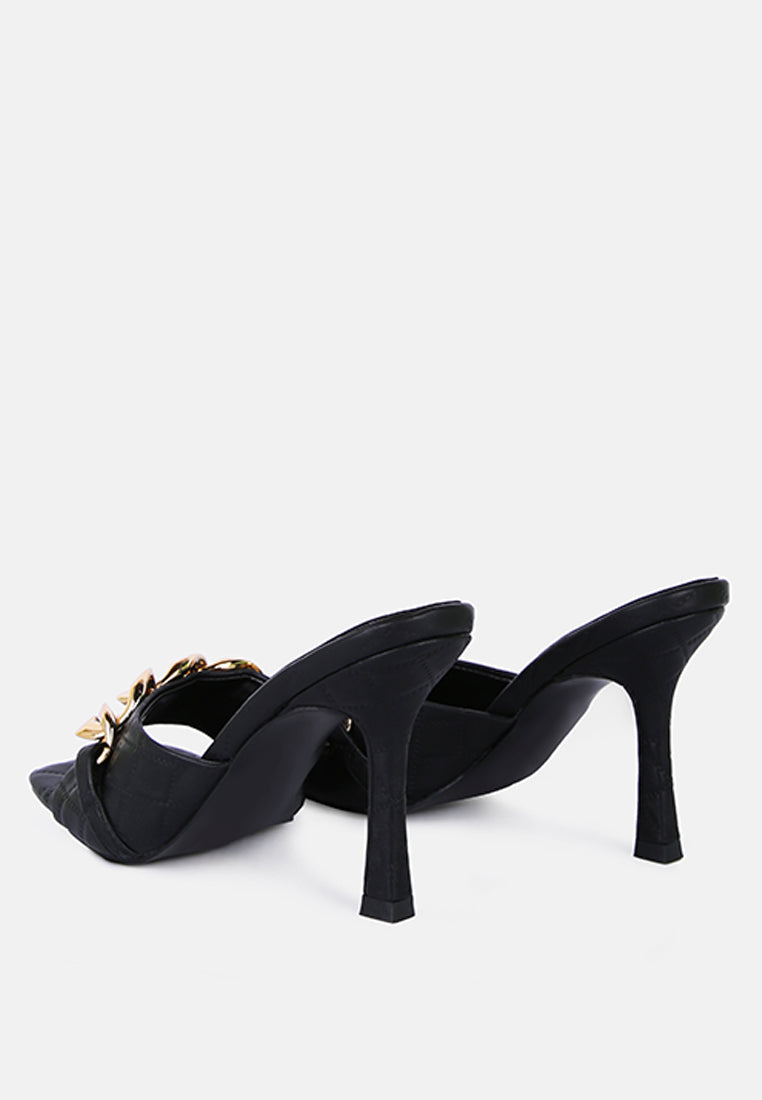 Mermaid Quilted Metallic Chain Embellished Sandals-2