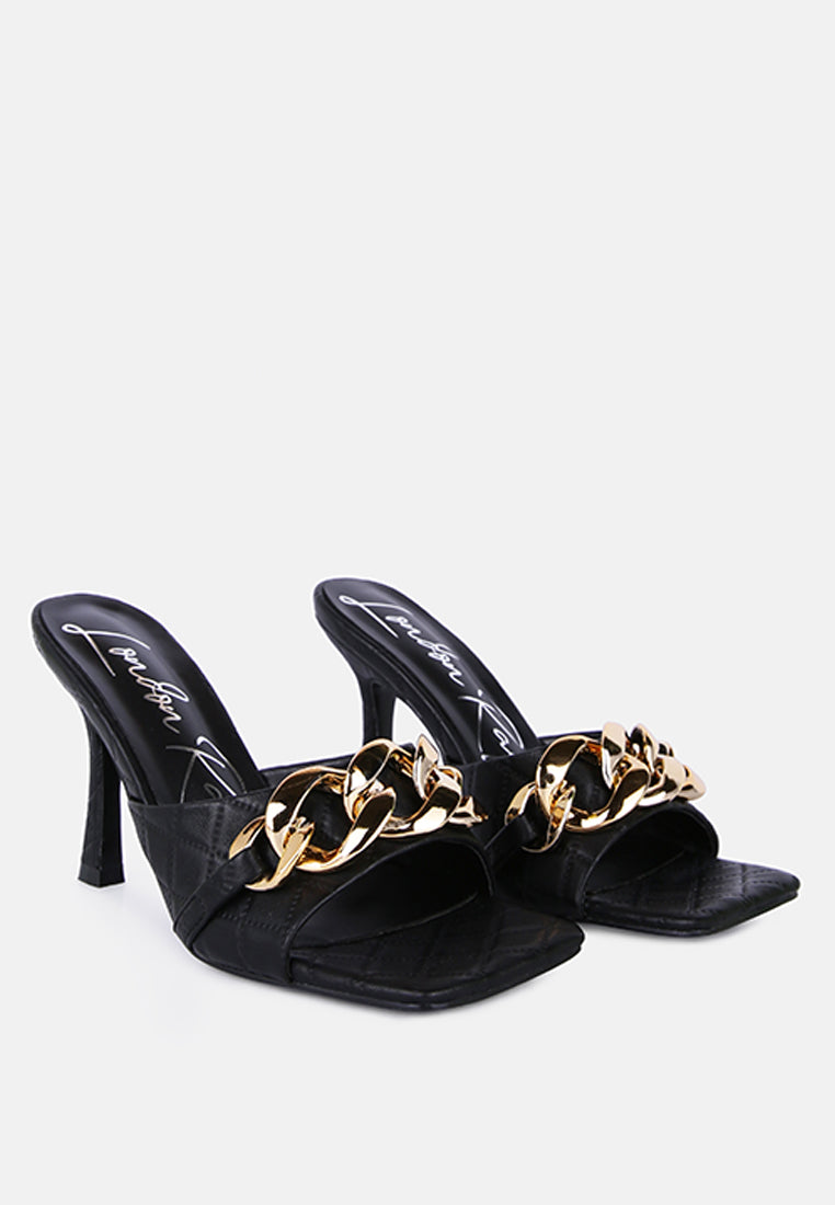 Mermaid Quilted Metallic Chain Embellished Sandals-1