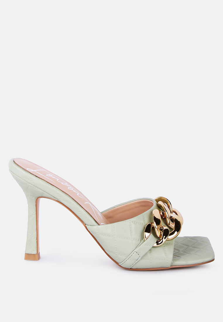 Mermaid Quilted Metallic Chain Embellished Sandals-5