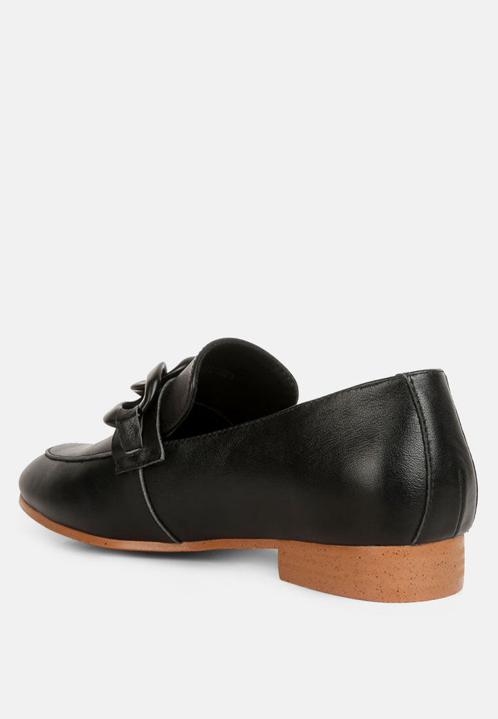 Merva Chunky Chain Leather Loafers-2