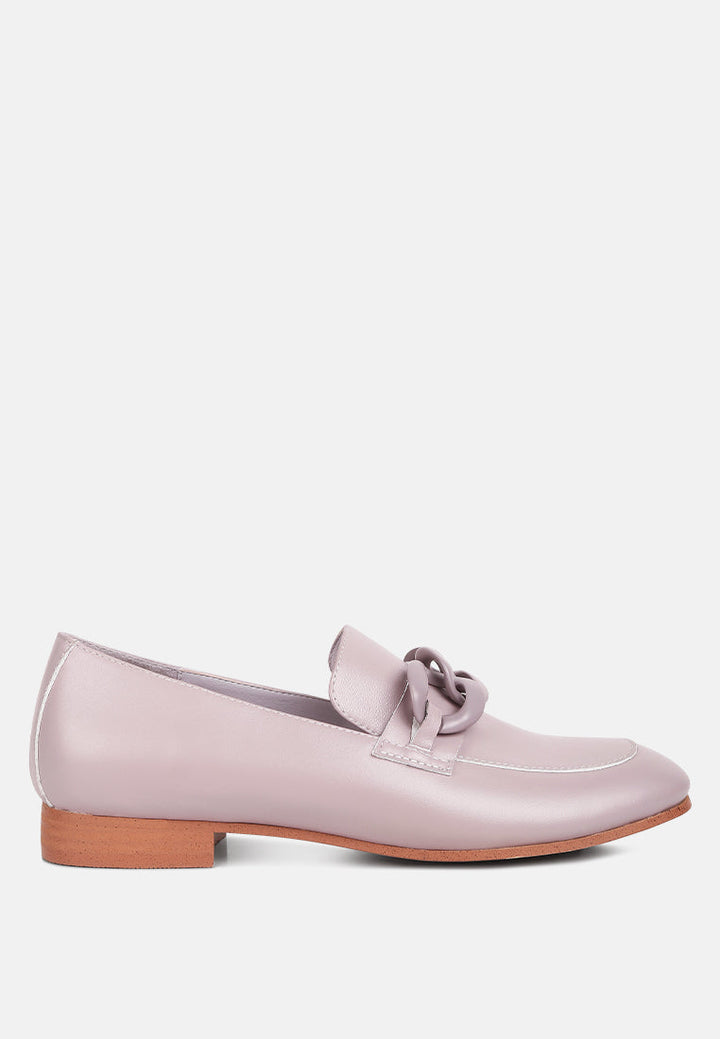 Merva Chunky Chain Leather Loafers-6