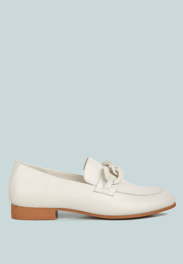 Merva Chunky Chain Leather Loafers-5