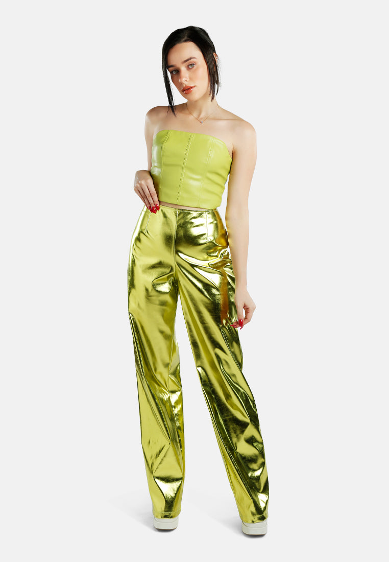 Metallic High Waist Pants-1