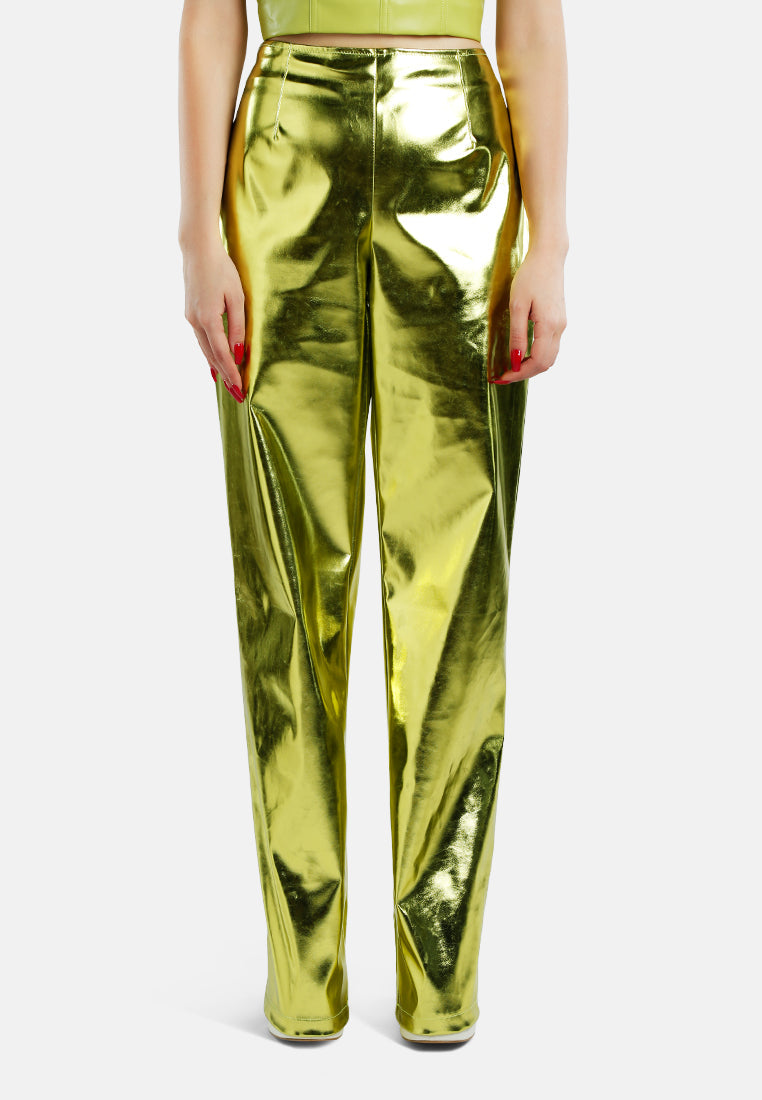 Metallic High Waist Pants-0