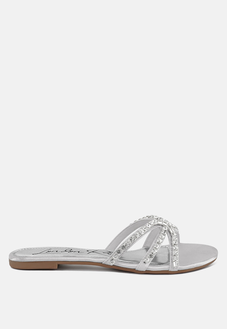 Mezzie Diamante Embellished Flat Sandals-6