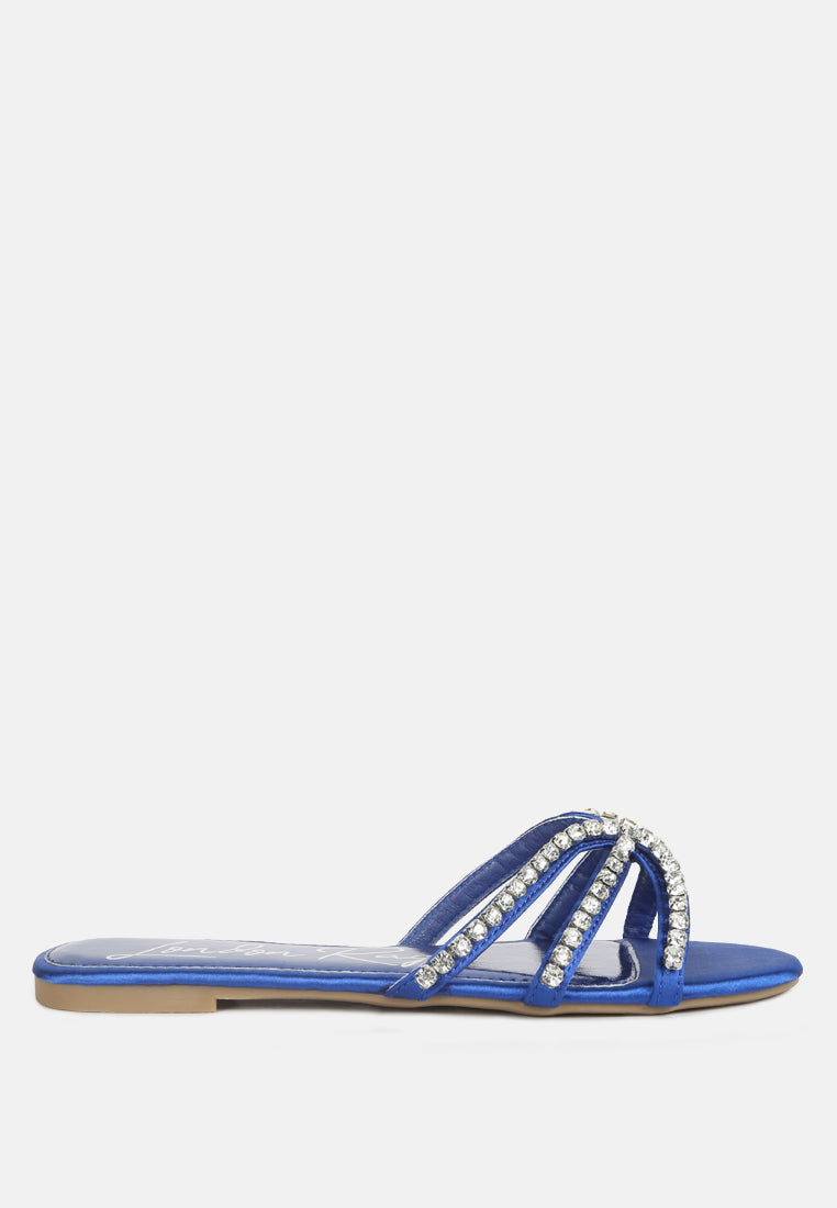 Mezzie Diamante Embellished Flat Sandals-0