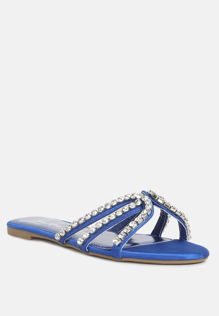 Mezzie Diamante Embellished Flat Sandals-1