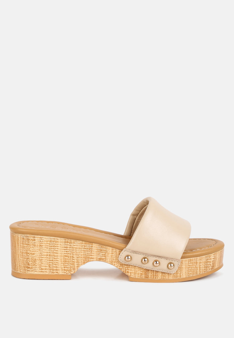 Minny Textured Heel Leather Slip On Sandals-0