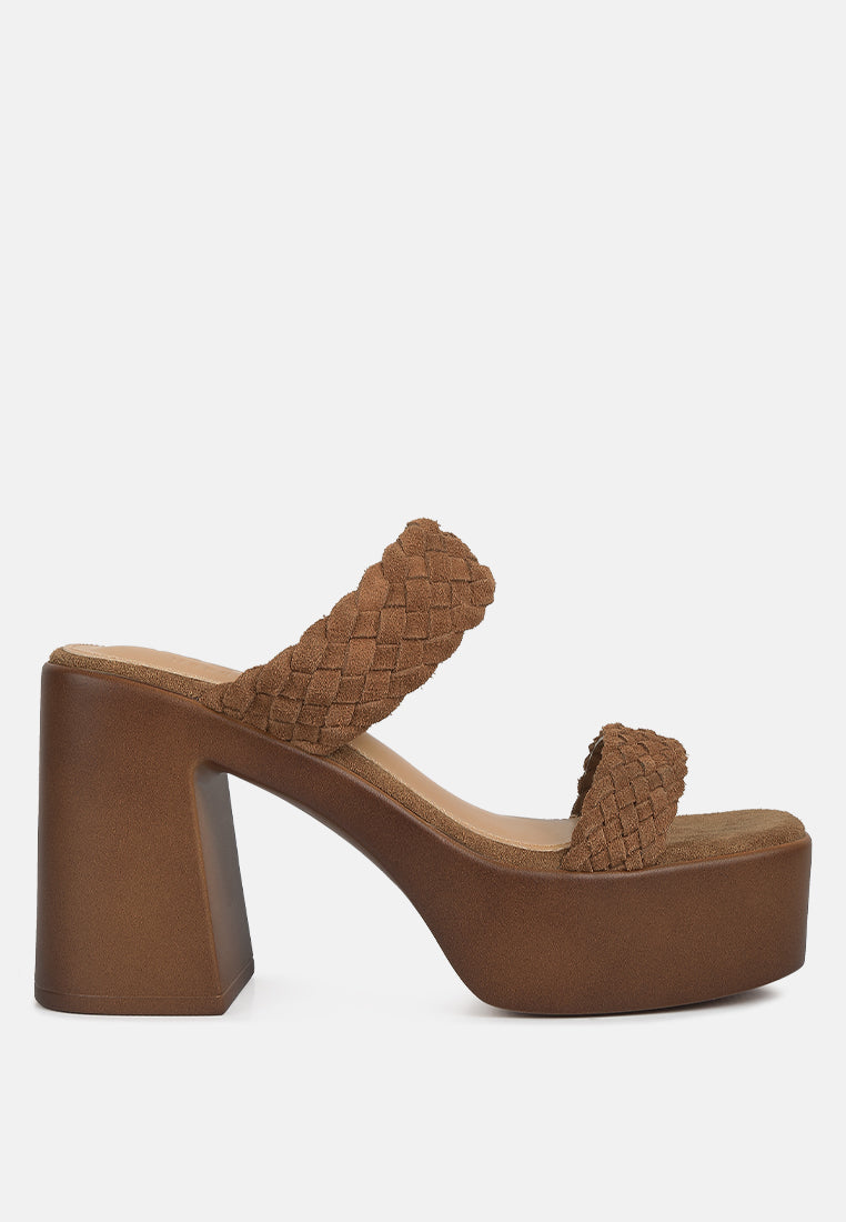Misaki Woven Suede Strap Platform Sandals-5