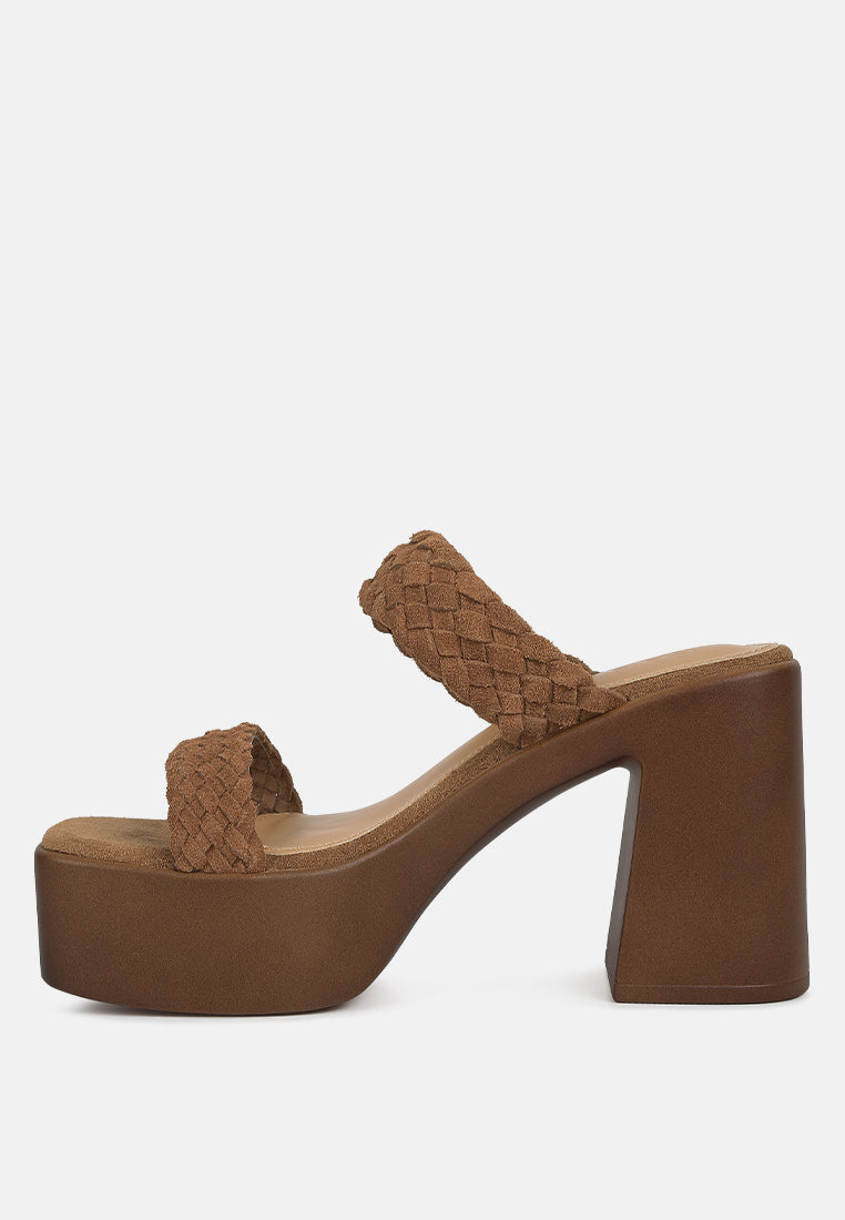 Misaki Woven Suede Strap Platform Sandals-2
