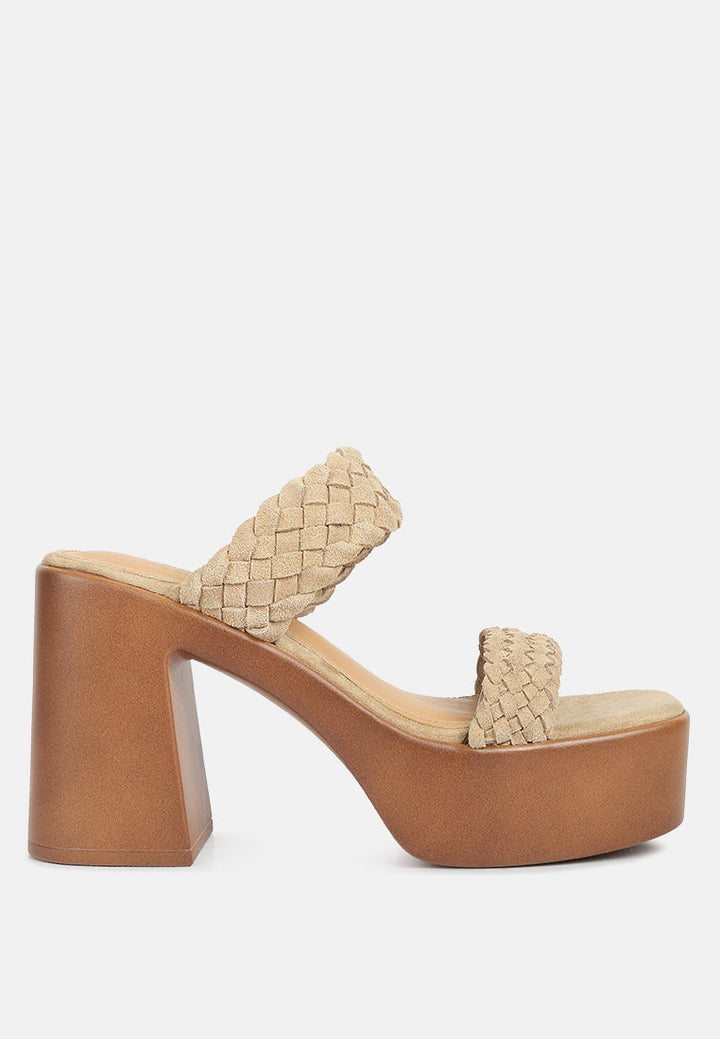 Misaki Woven Suede Strap Platform Sandals-0