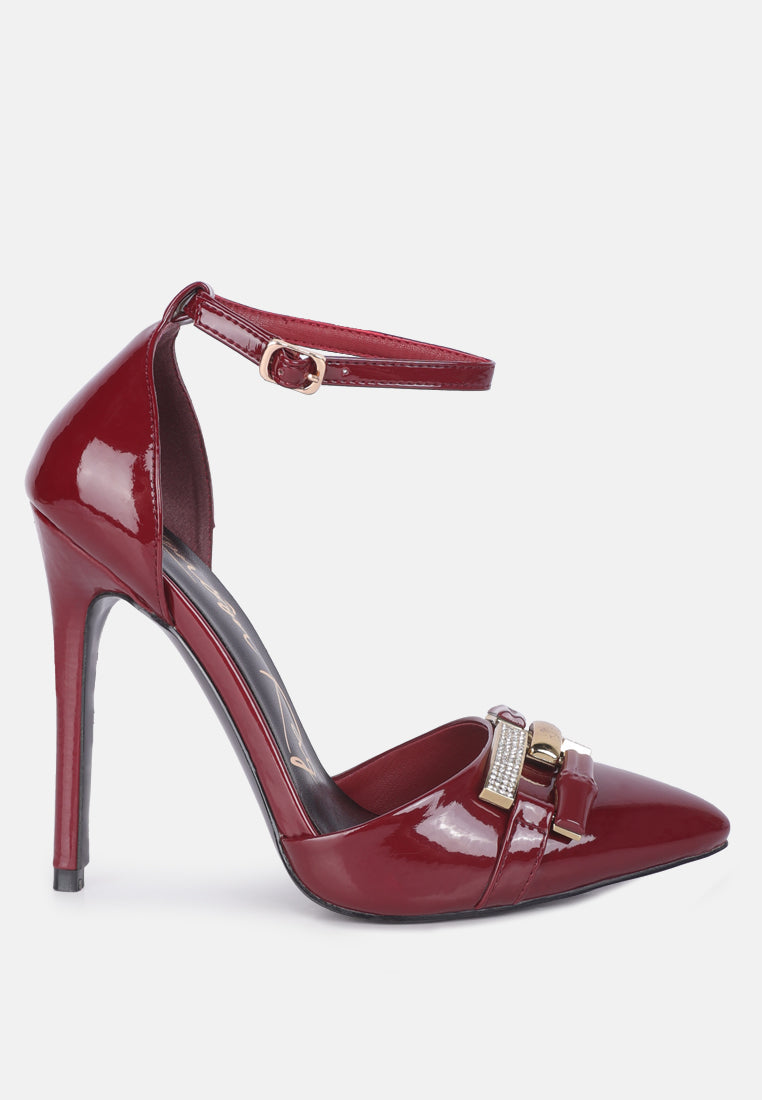 Mocktail Buckle Embellished Stiletto Heels-0
