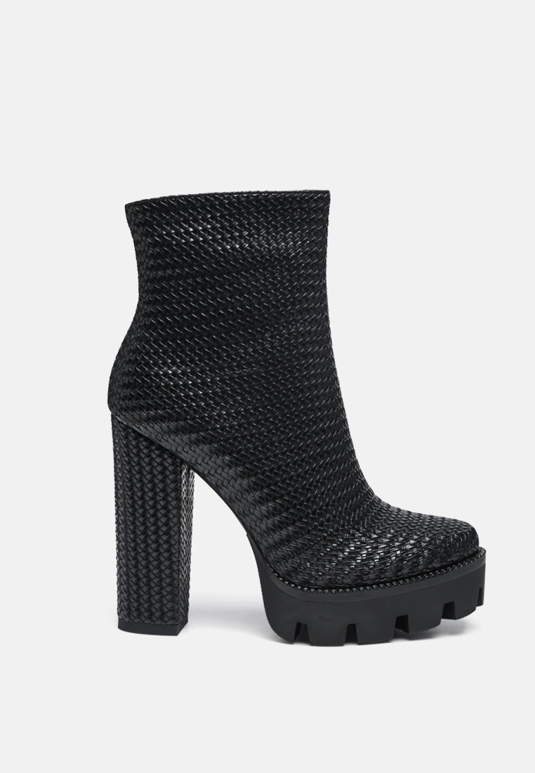 Moleski Textured Block Heeled Boots-5