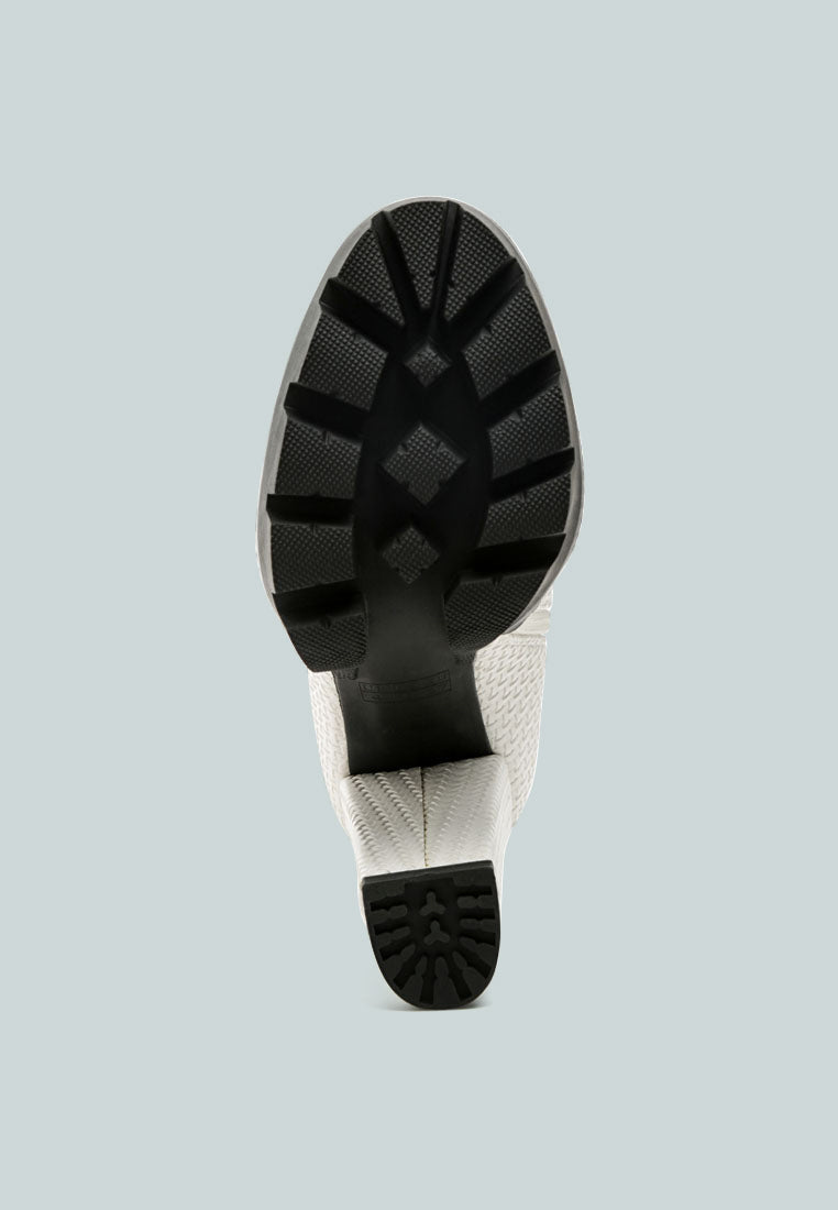 Moleski Textured Block Heeled Boots-4