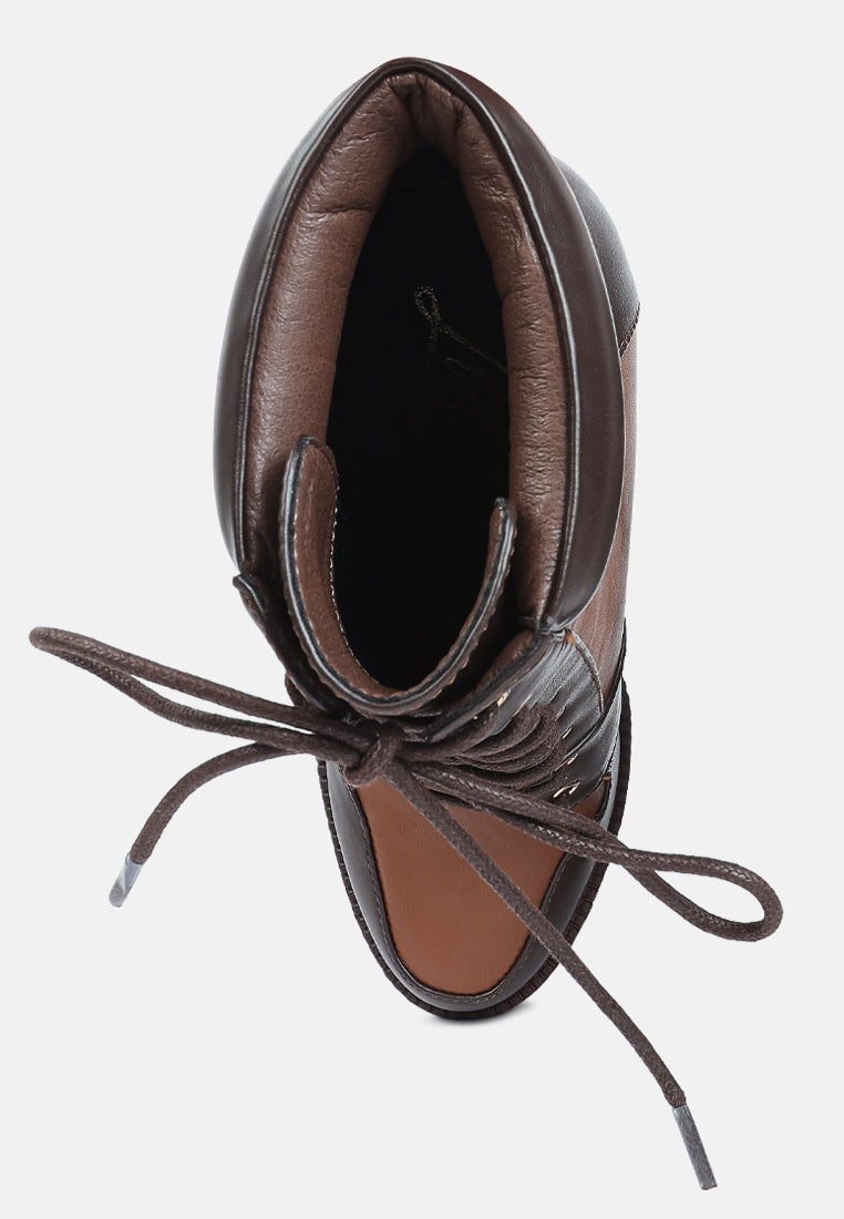 Moos Block Heel Lace Up Boots-3