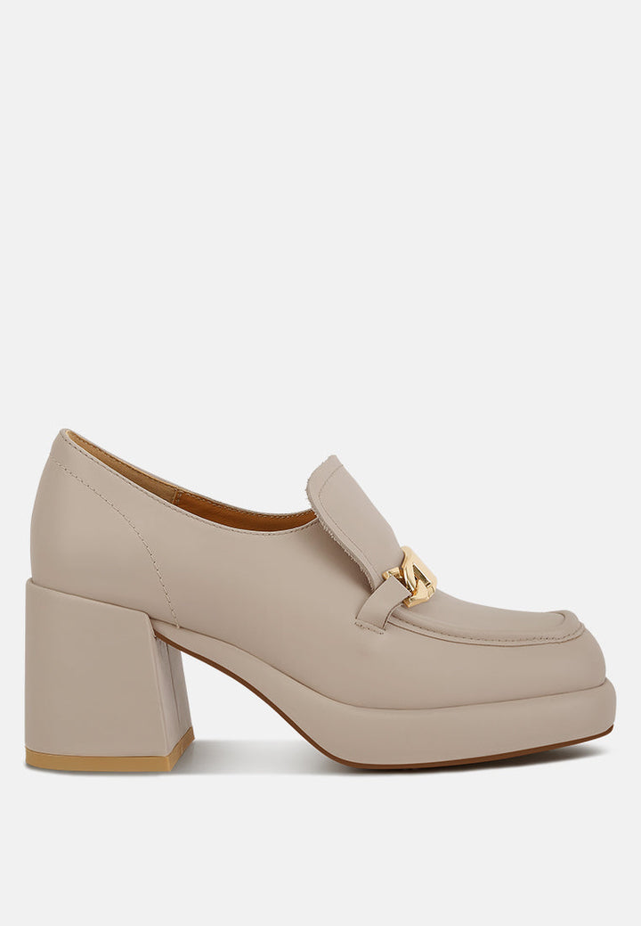 Morgan Metallic Embellishment Leather Platform Loafers-0