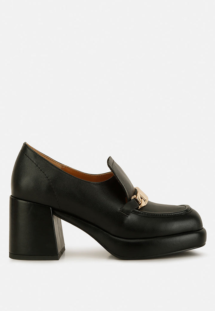 Morgan Metallic Embellishment Leather Platform Loafers-6
