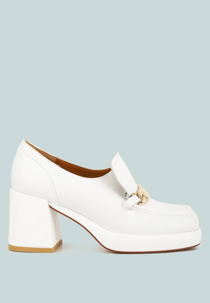 Morgan Metallic Embellishment Leather Platform Loafers-5