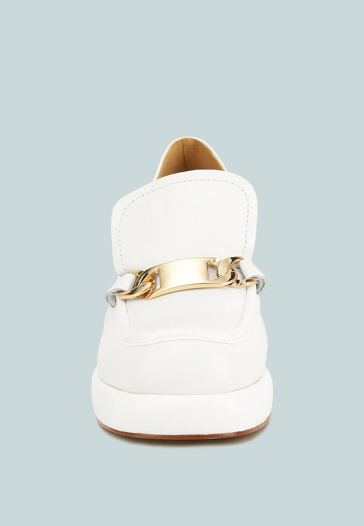 Morgan Metallic Embellishment Leather Platform Loafers-1