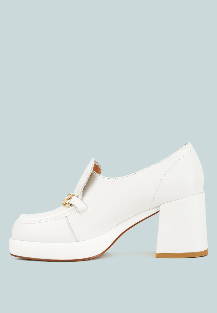Morgan Metallic Embellishment Leather Platform Loafers-2