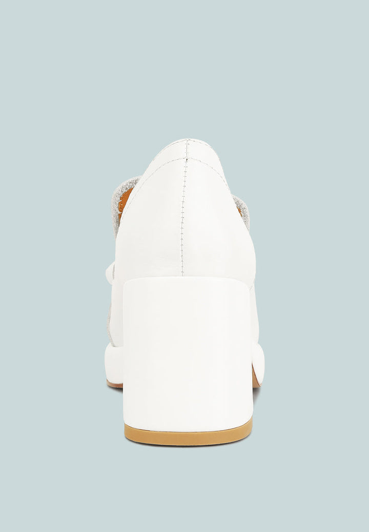 Morgan Metallic Embellishment Leather Platform Loafers-3