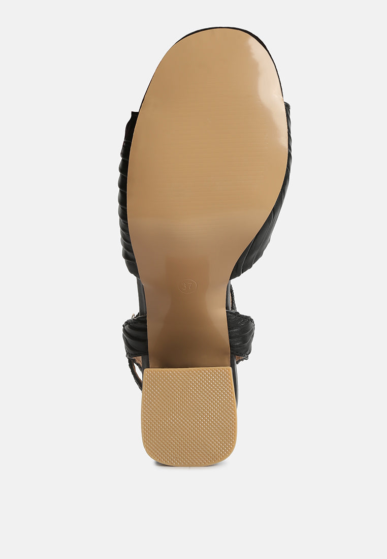 Nicholas Pleated Strap Block Heel Sandals-4