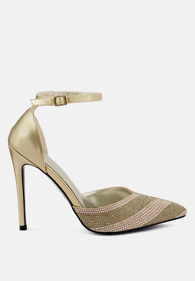 Nobles Rhinestone Patterned Stiletto Sandals-5