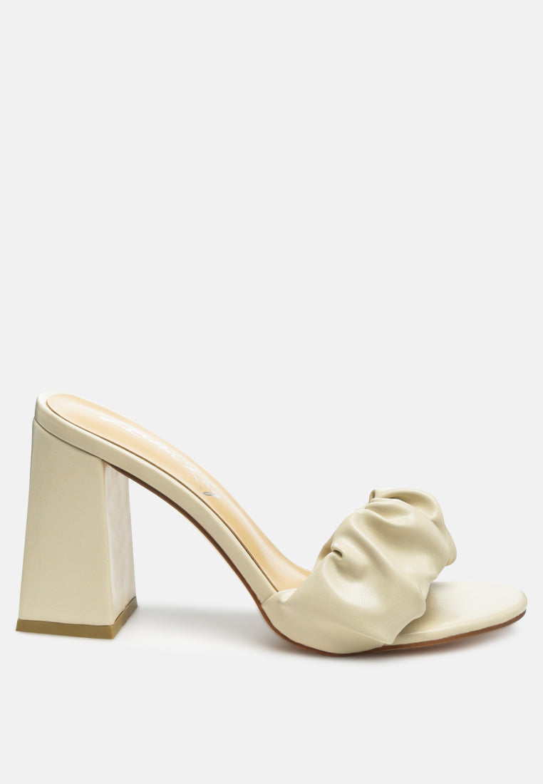 Noie Ruched Strap Block Heel Sandals-0