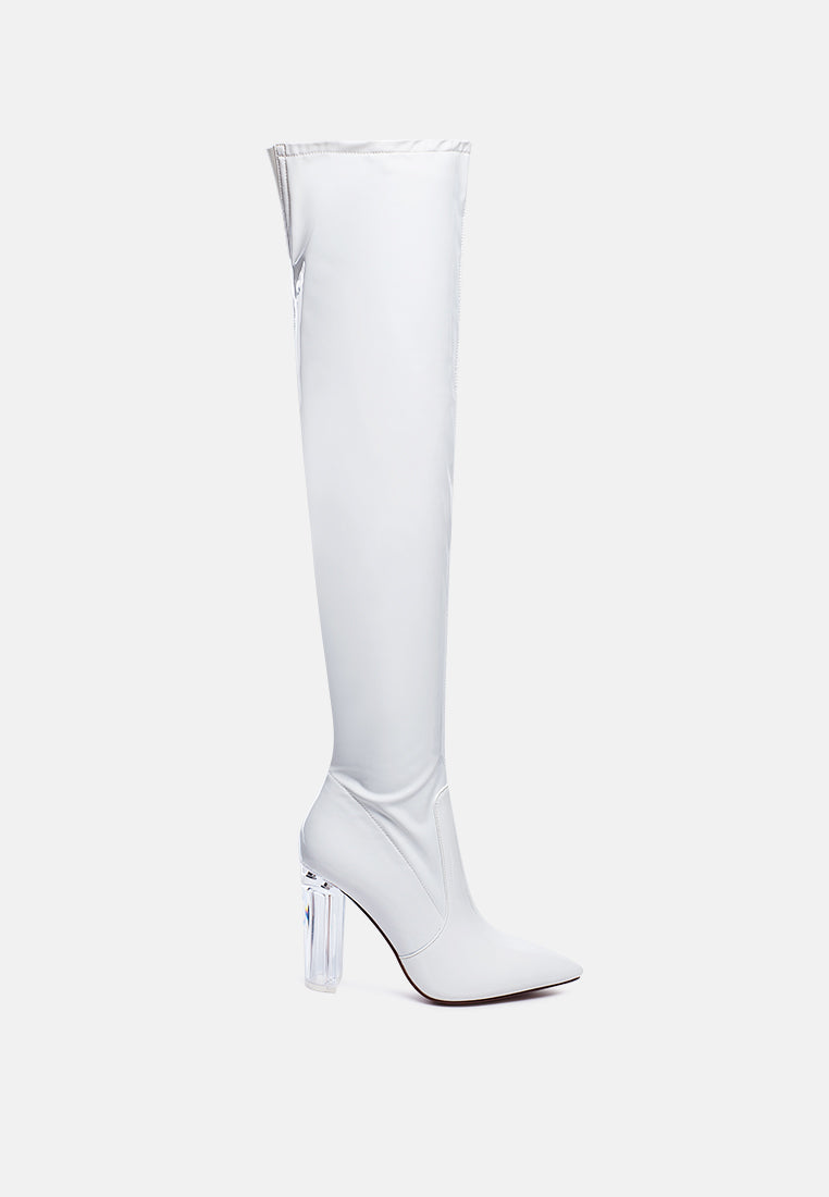 Noire Thigh High Long Boots In Patent Pu-5