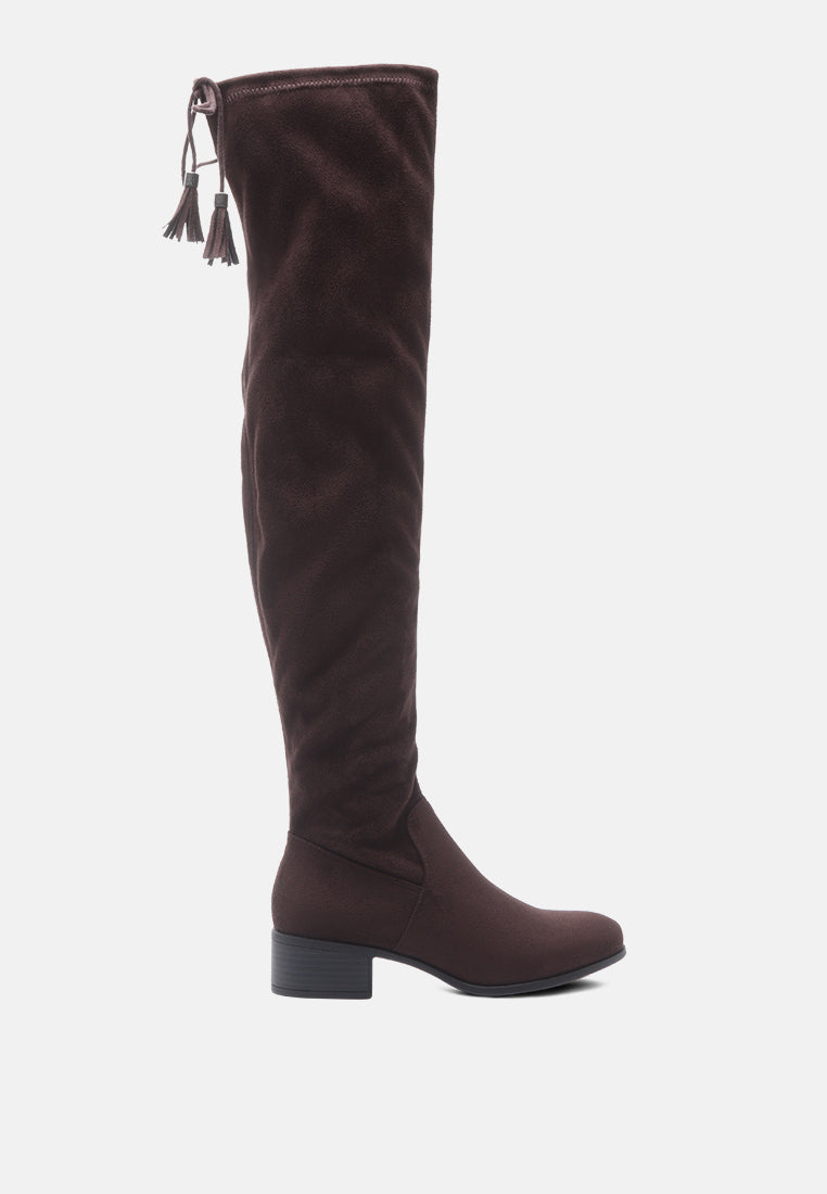 Nople Knee Boots With Drawstring-6