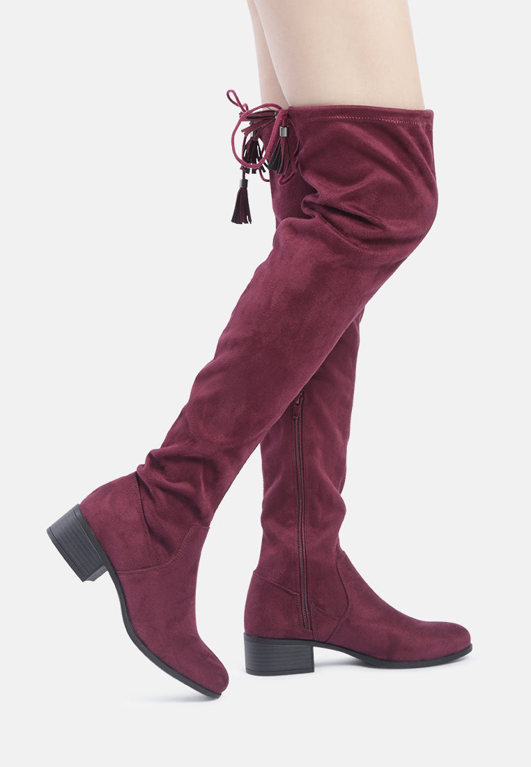 Nople Knee Boots With Drawstring-1
