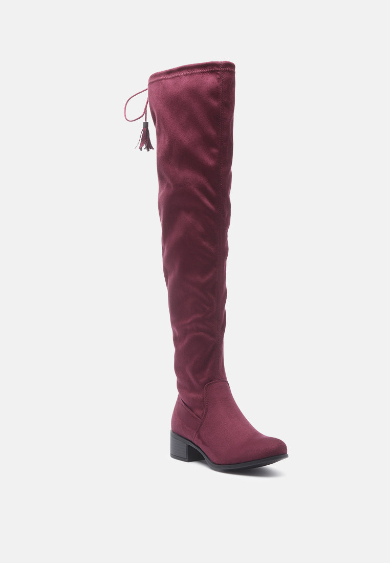 Nople Knee Boots With Drawstring-2