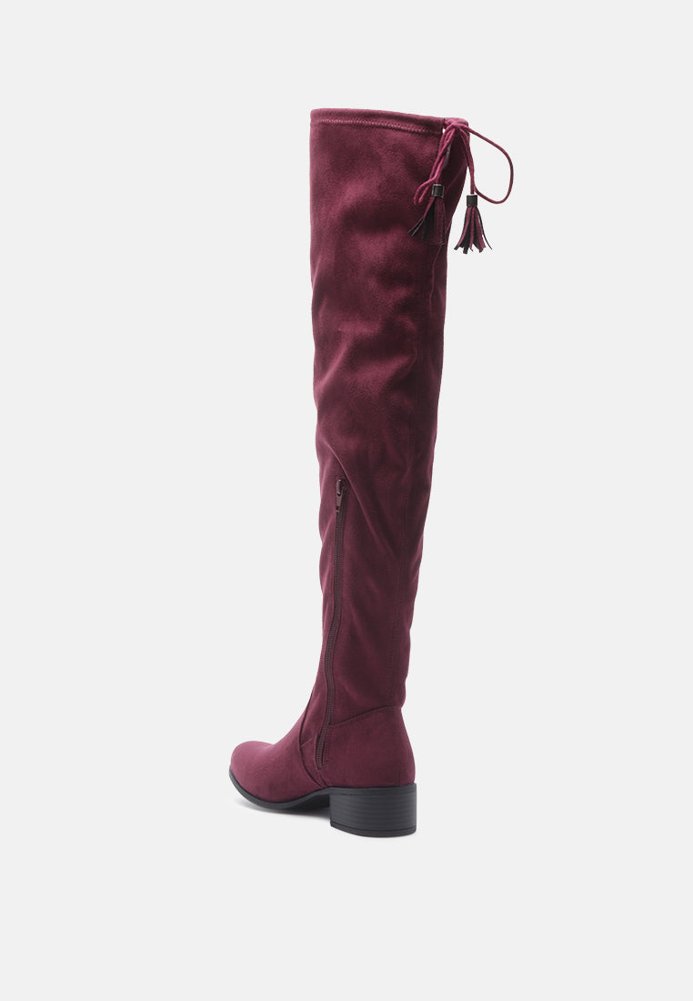 Nople Knee Boots With Drawstring-3