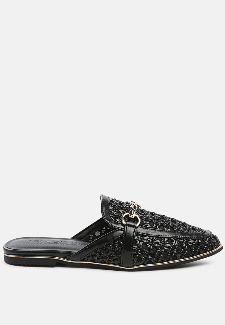 Ophelia Lattice Edge Woven Flat Mules-4